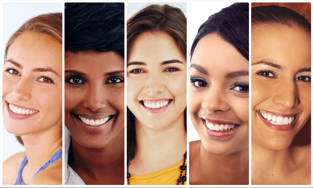 Diferentes sorrisos de pessoas transformadas pelo tratamento